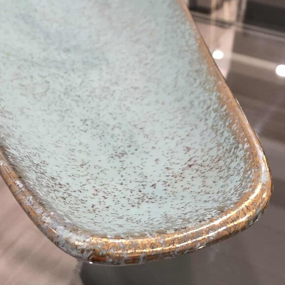 Vintage Ceramic Plate J&S U.S.A. Calif Orig. - Mid-Century (MCM), Sky Blue Glaze - Picture 12 of 13